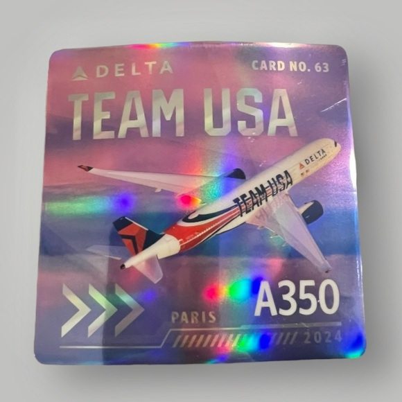 Team USA Delta Air Lines Collectible Pin & Delta Pilot Card A350 No.63 New - Picture 7 of 16